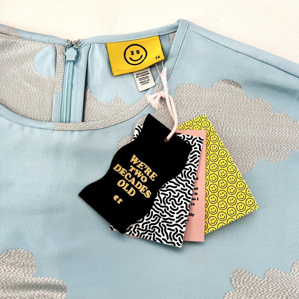 NEW Lazy Oaf Silver Linings Metallic Brocade Cloud Babydoll Dress UK 24 US 20 - Picture 13 of 15